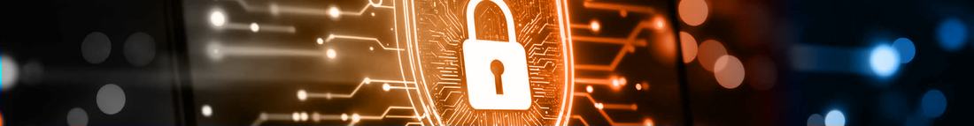Cyber security shield and circuit graphic